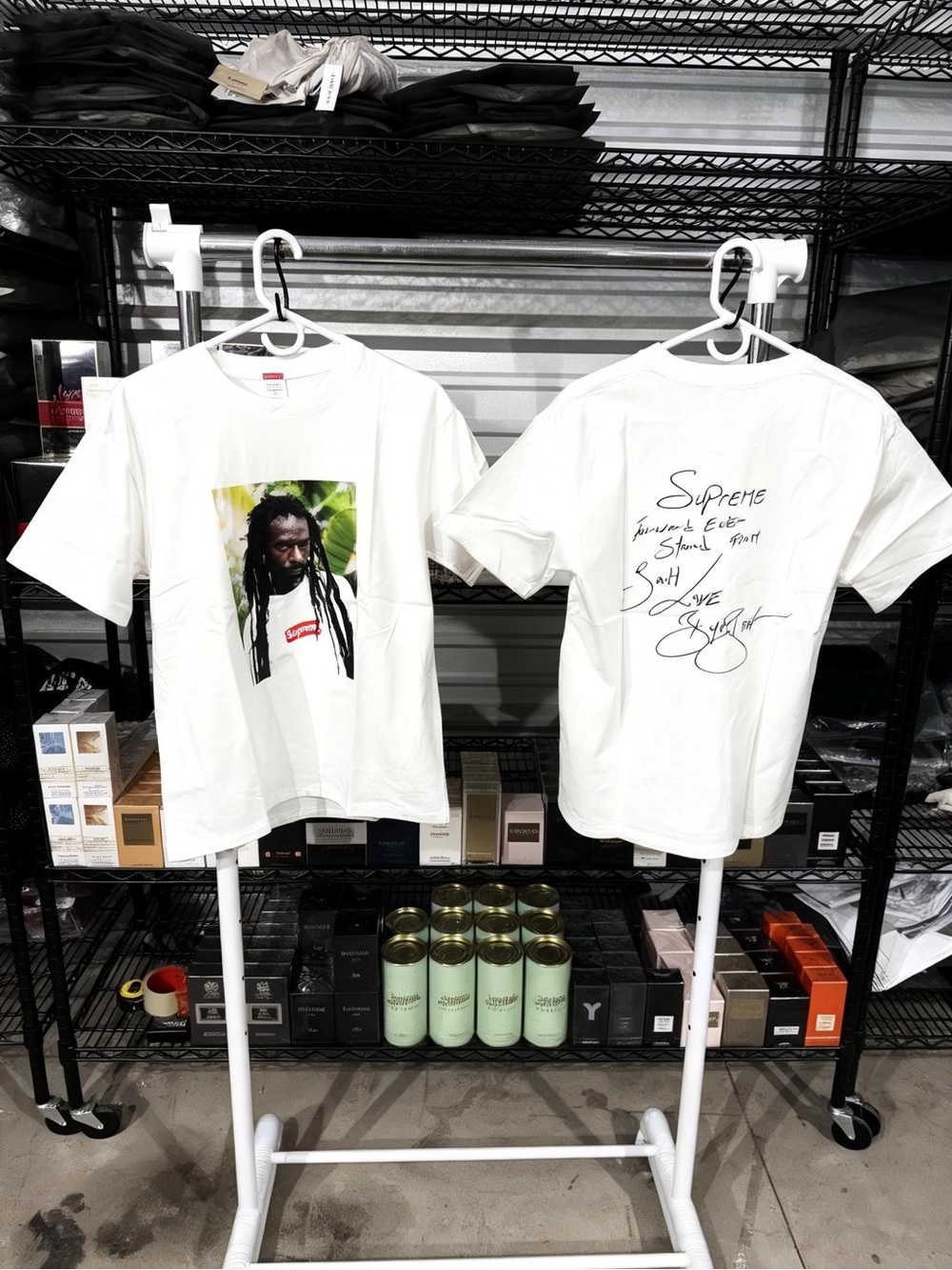 White Photo Graphic Short Sleeve Tee with Back Script